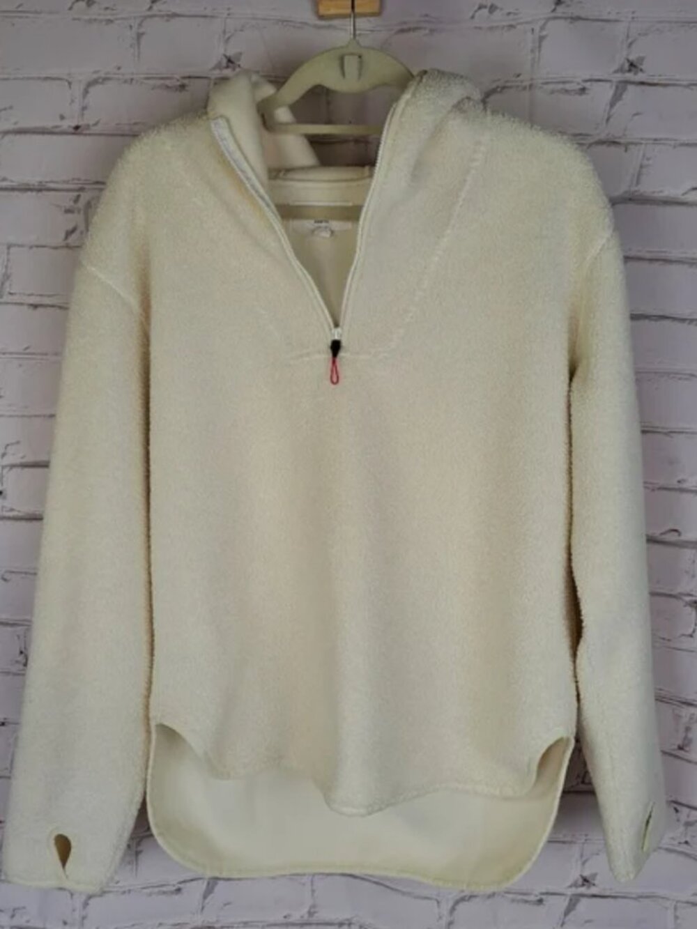 Hudson North Off White Fleece Half Zip Hoodie Pullover - Picture 2 of 8